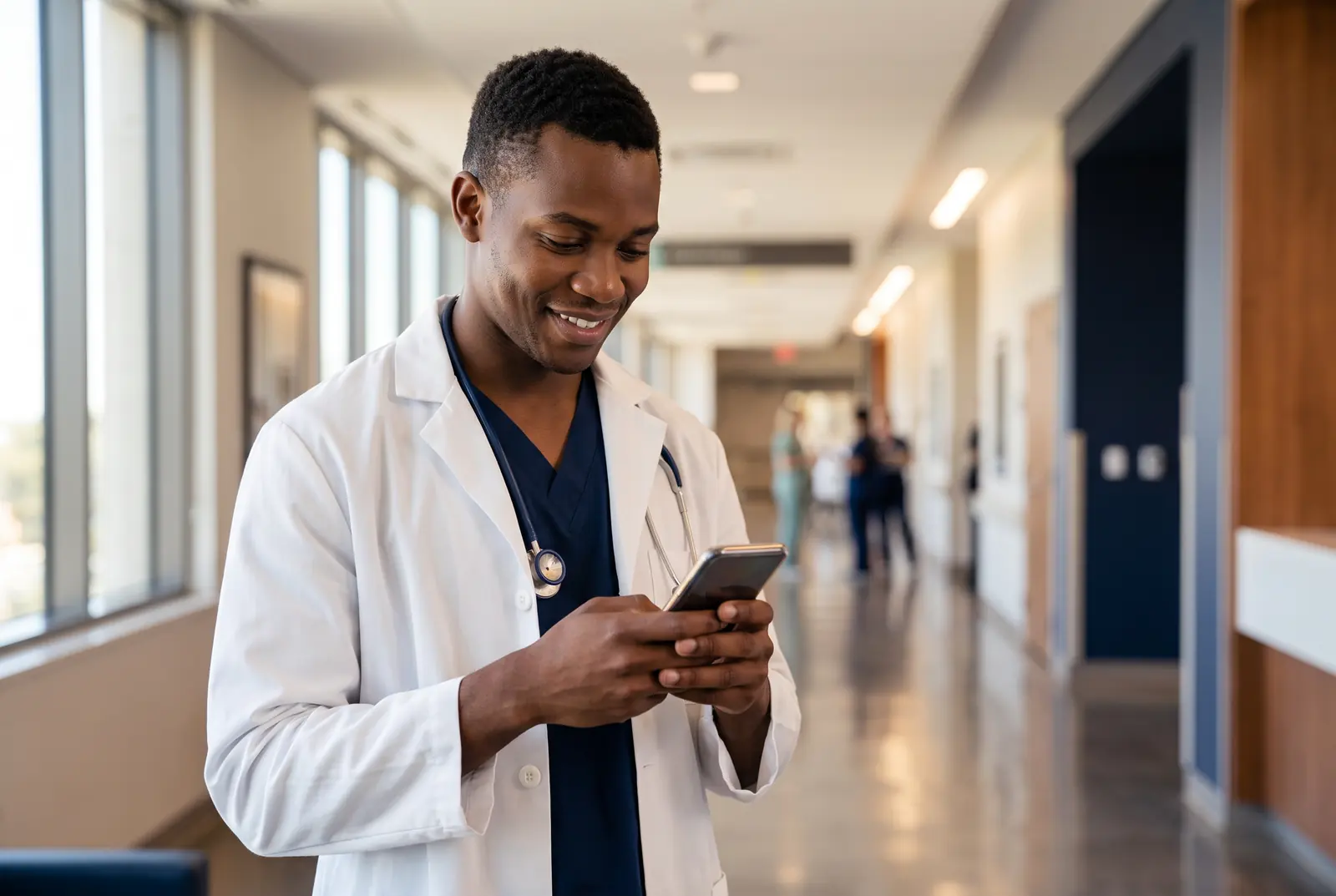 Médico a usar os serviços da Ordem no telemóvel